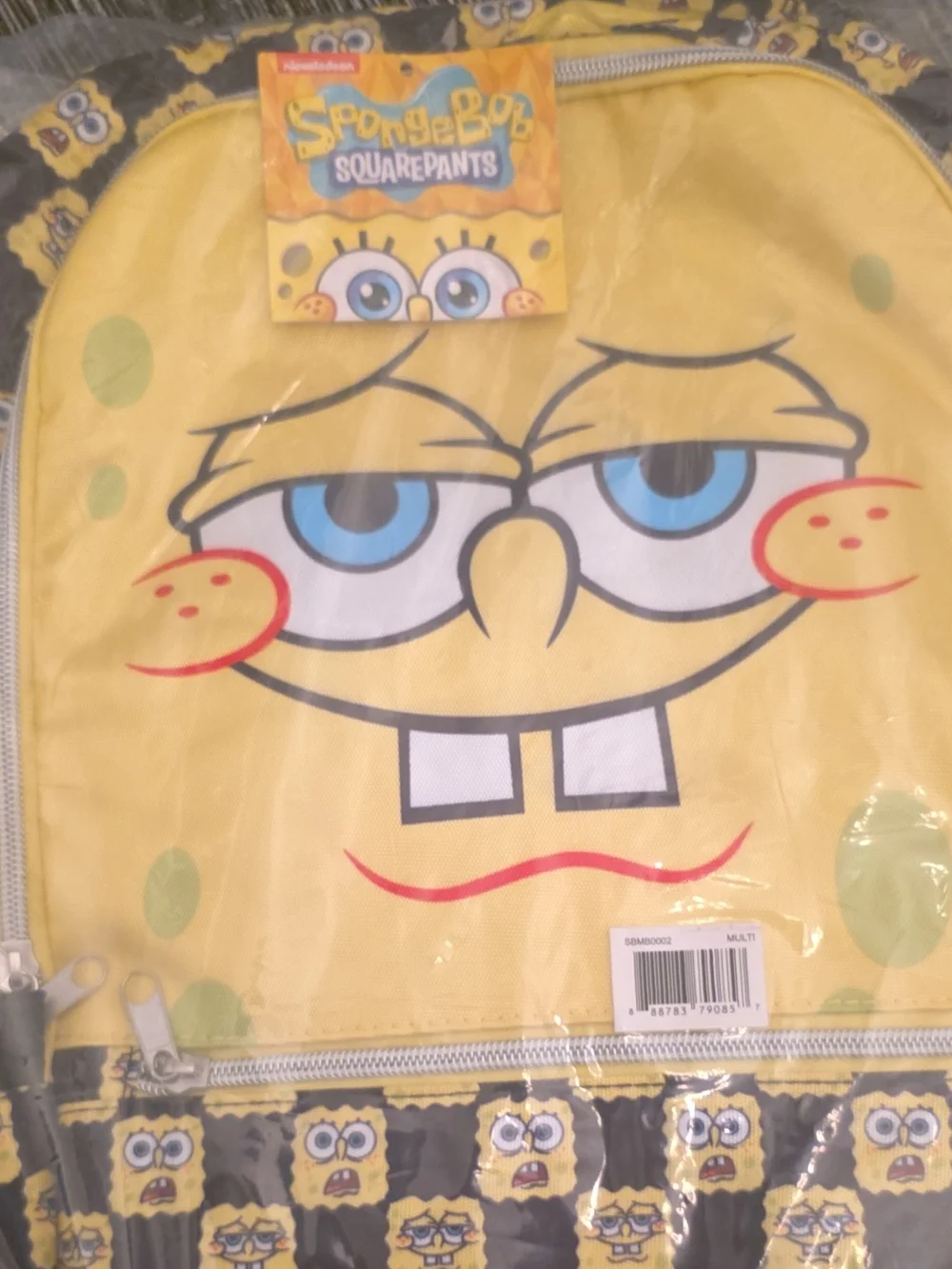 SpongeBob SquarePants Yellow Character Kids Backpack with Patterned Front
